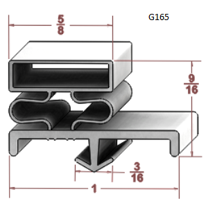 G165  25 1/4" x 57 1/2" OD, Door Gasket,  Grey, Snap in , Magnetic , 4 sides ,  NRE # 301080