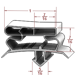 G582  17 5/8" x 26 3/8" OD , Door Gasket , 4 sides , Magnetic, Black (5/16  
