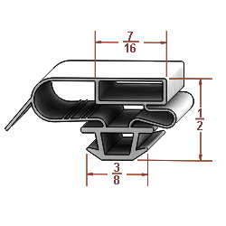 G786  24 1/8" x 52 1/2" Door Gasket,   4 sides, magnetic , black
